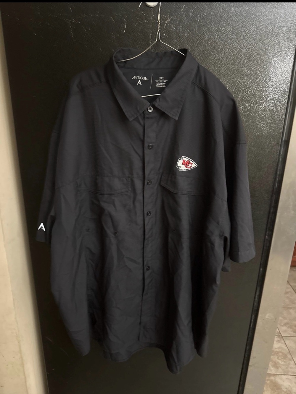 Antigua Black Button-Up Shirt Jacket with Kansas City Chiefs Patch